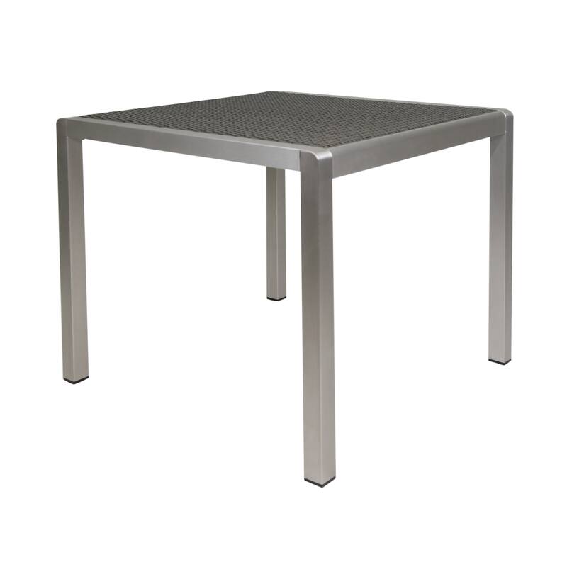 Outdoor Dining Table - Anodized Aluminum - Wicker Table Top - Square