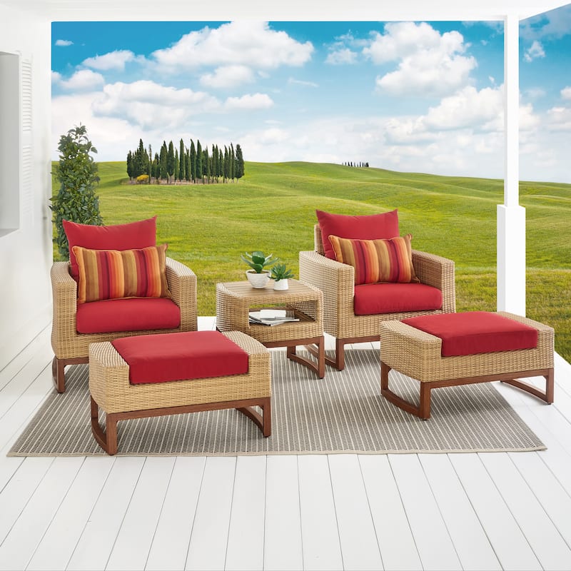 Mili 5 Piece Sunbrella Outdoor Patio Club Chair & Ottoman Set