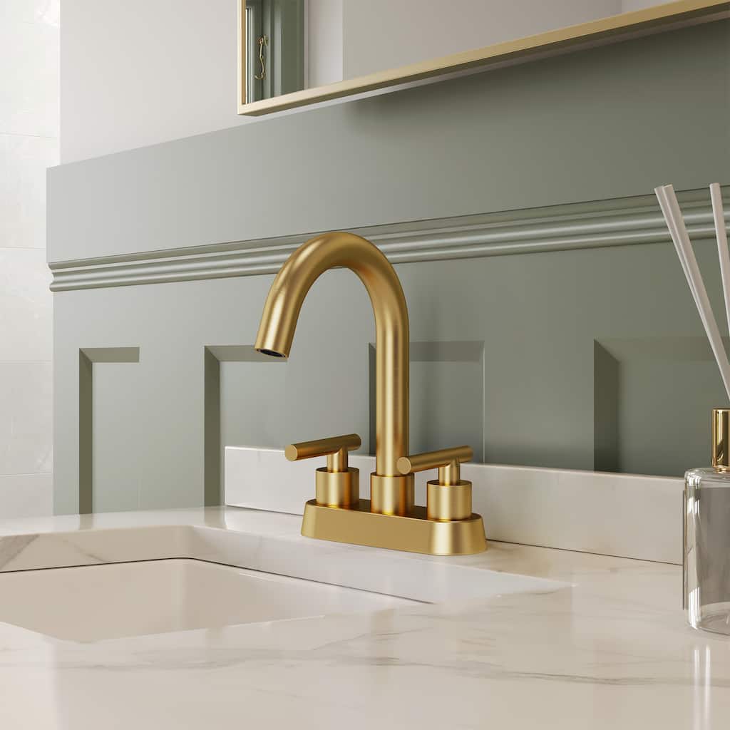 4" Centerset 3 Holes Double Handle Bathroom Sink Faucet 4-inch Bathroom Faucet