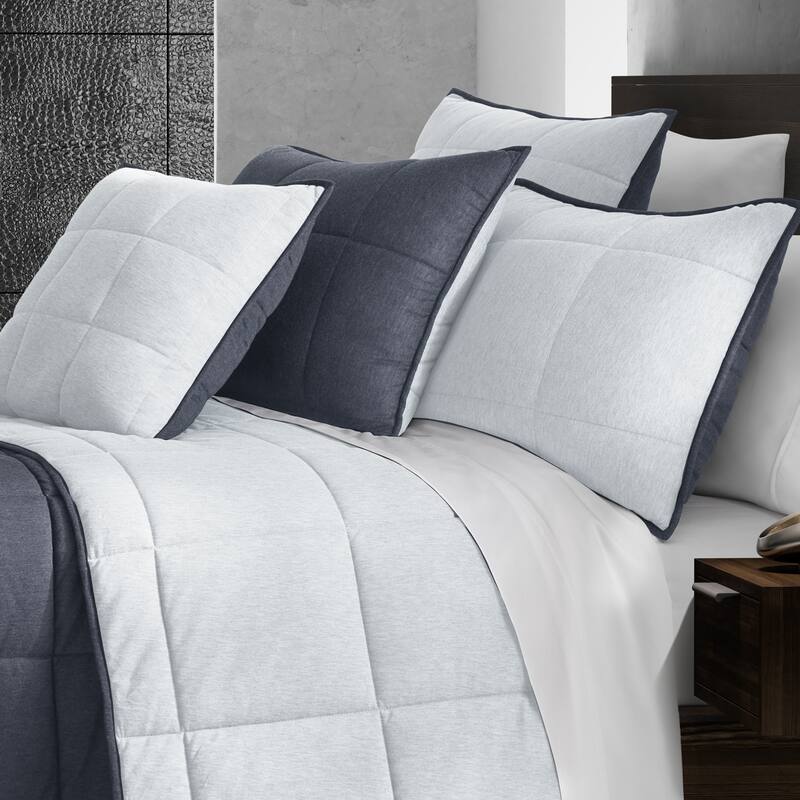 J. Queen New York Paxton Quilt Set - Blue - Full - Queen