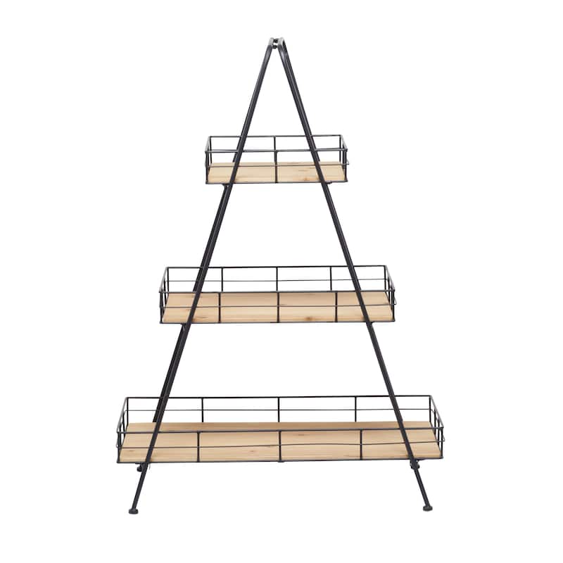 Brown Wood Indoor Outdoor 3 Tier Plantstand - 28"L x 16"W x 40"H