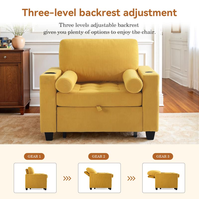 3-in-1 Adjustable Sleeper Sofa Bed Convertible Chair for Living Room