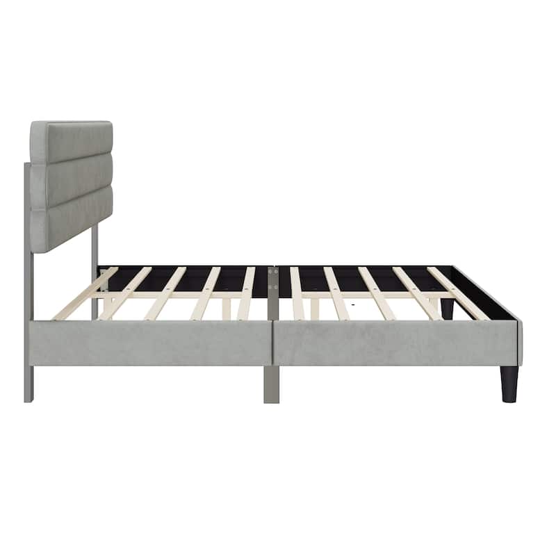 King Size Channel-tufted Upholstered Platform Bed