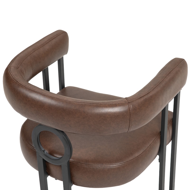 Upholstered Accent Chair Barrel Side Chair Set of 2 - Dark Brown