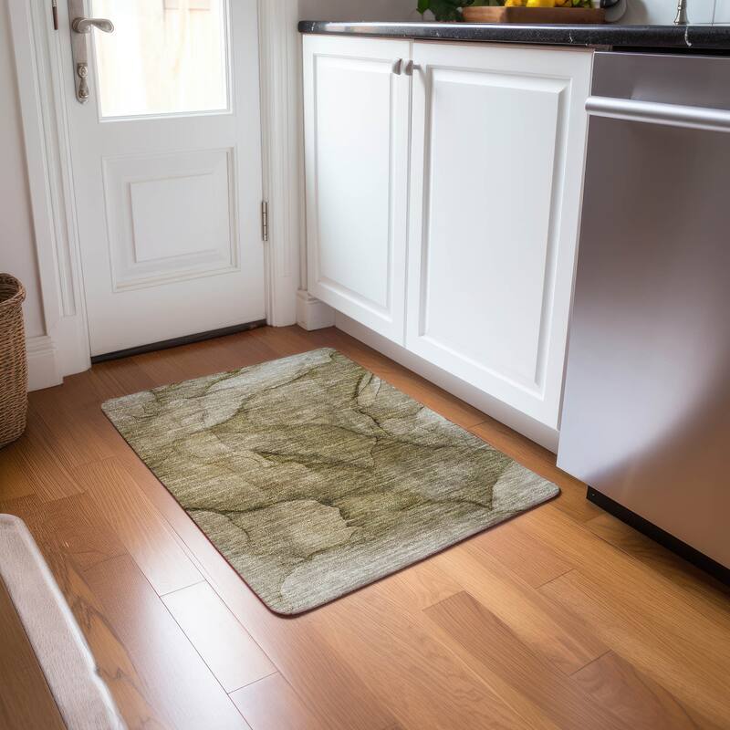 Machine Washable Indoor/ Outdoor Chantille Contemporary Abstract Rug - Brown - 1'8" x 2'6"