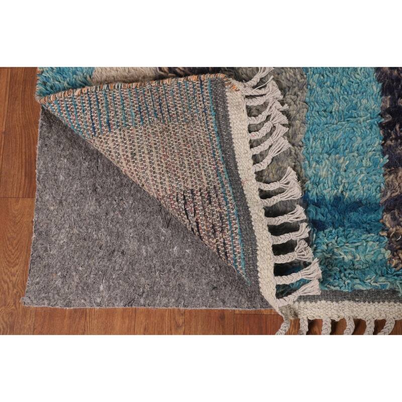 Plush Moroccan Geometric Area Rug Handmade Wool Carpet - 7'10" x 10'7"