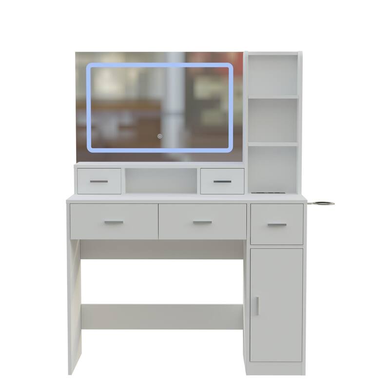 Newly designed smart mirror dressing table with drawers and storage cabinet,with dressing pad for bedroom, dressing room