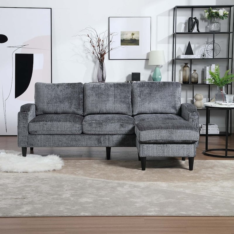 Modular Sleeper Sectional Sofa with Storage Ottoman - Grey