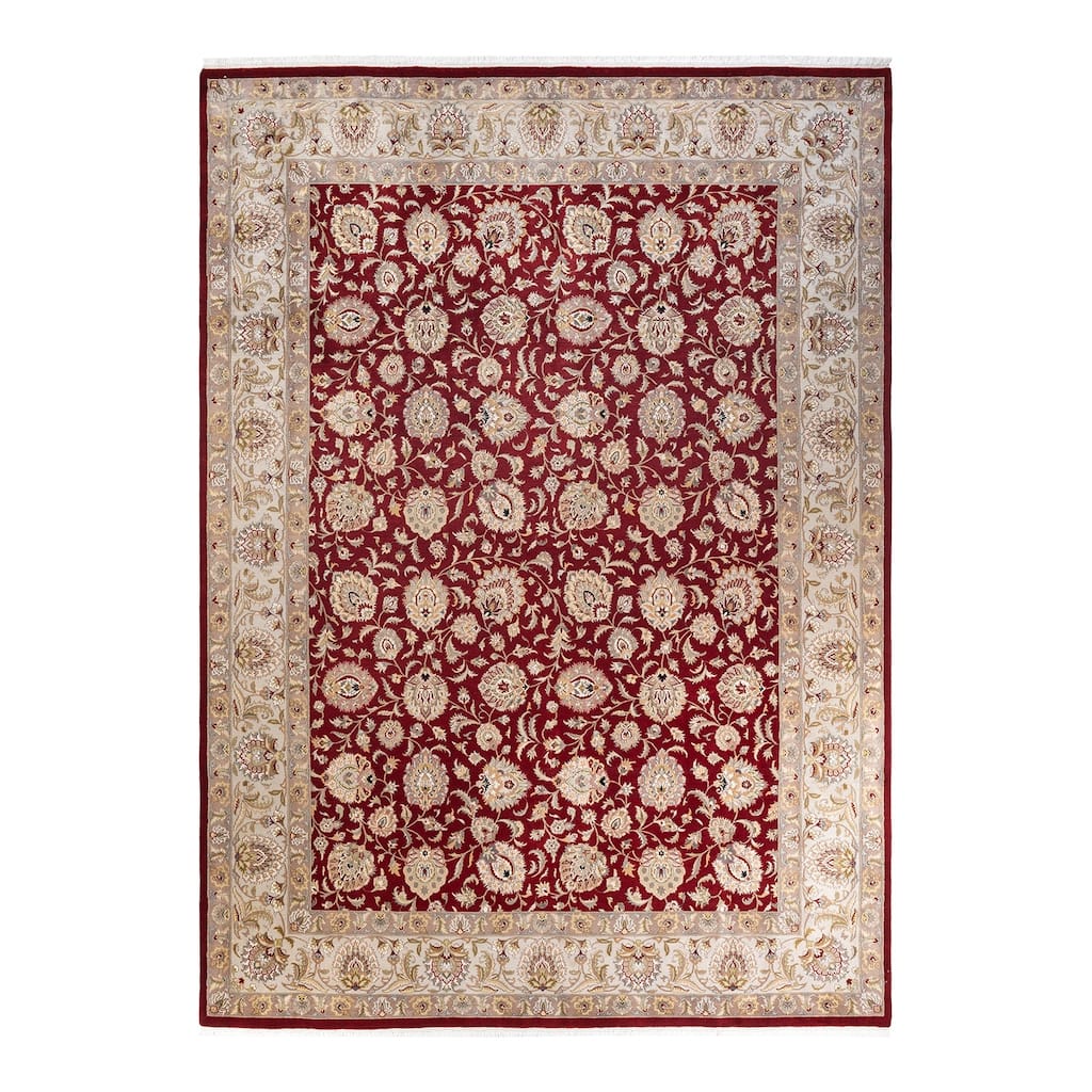 Overton Hand Knotted Wool Traditional Oriental Red Area Rug - 9' x 12'