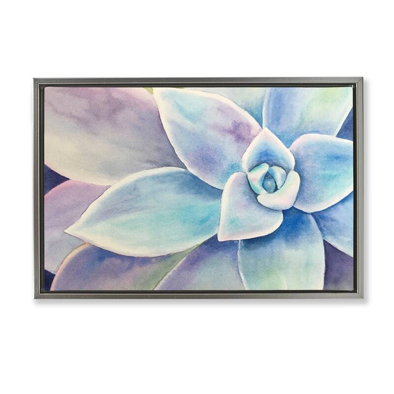 Stupell Cool Toned Succulent Leaves Framed Floater Canvas Wall Art Design By Stephanie Fielden - 25 x 17 - Grey