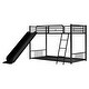 preview thumbnail 7 of 14, Twin Over Twin Bunk Beds w/Built-in Ladder, Metal Frame Twin Over Twin Bedframe with Slide & Guardrail, No Box Spring Needed