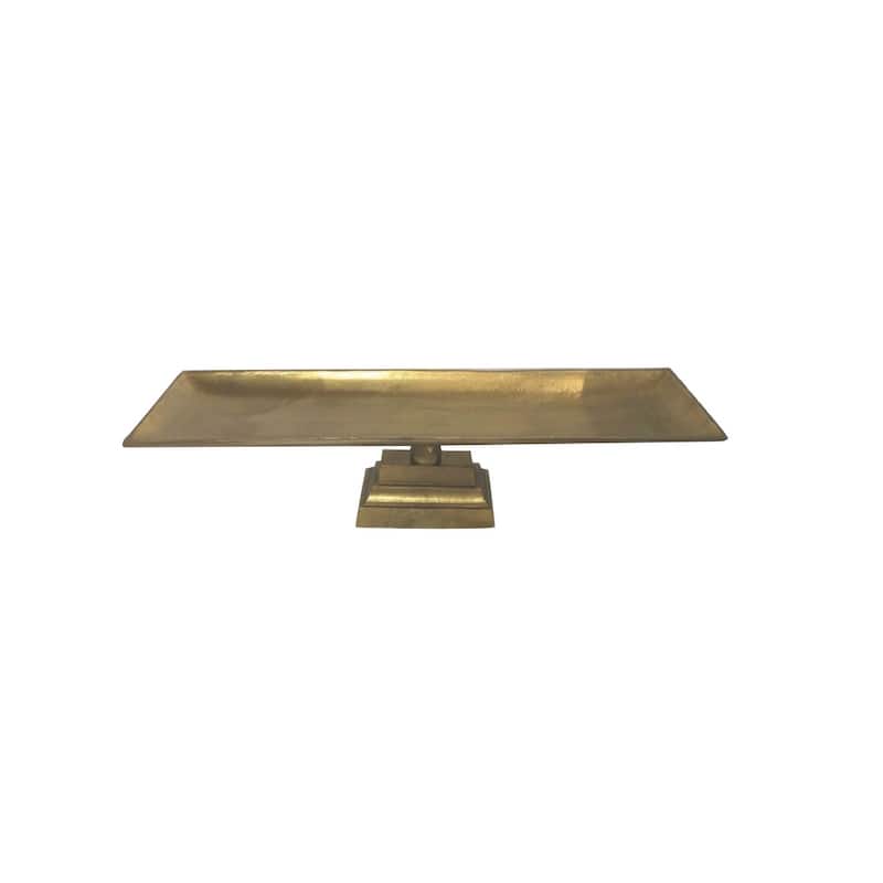 Lg. Cast Aluminum Tray/Dish on Foot Antique Brass 31.5" - ANTIQUE BRASS