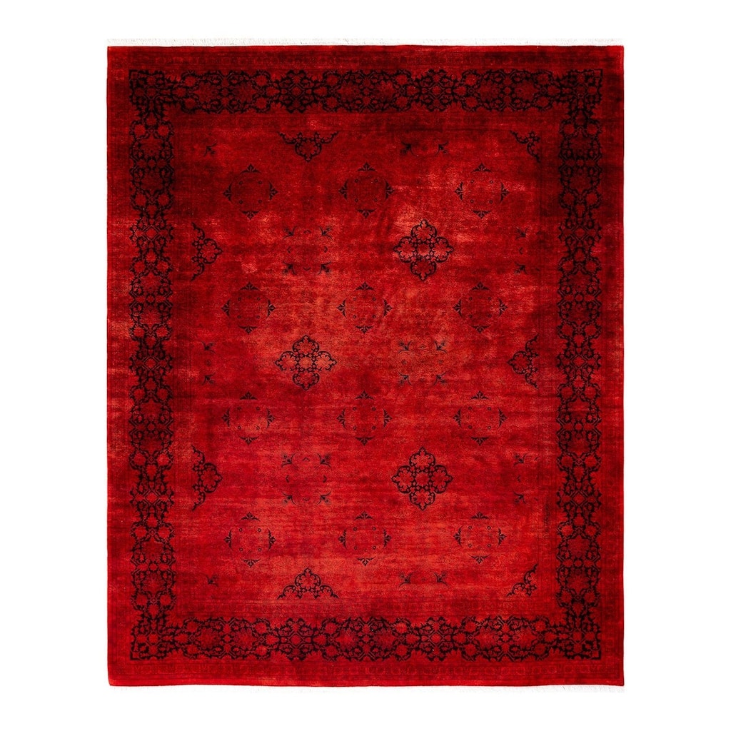 Overton Hand Knotted Wool Vintage Inspired Modern Contemporary Overdyed Red Area Rug - 8' 3" x 10' 3"
