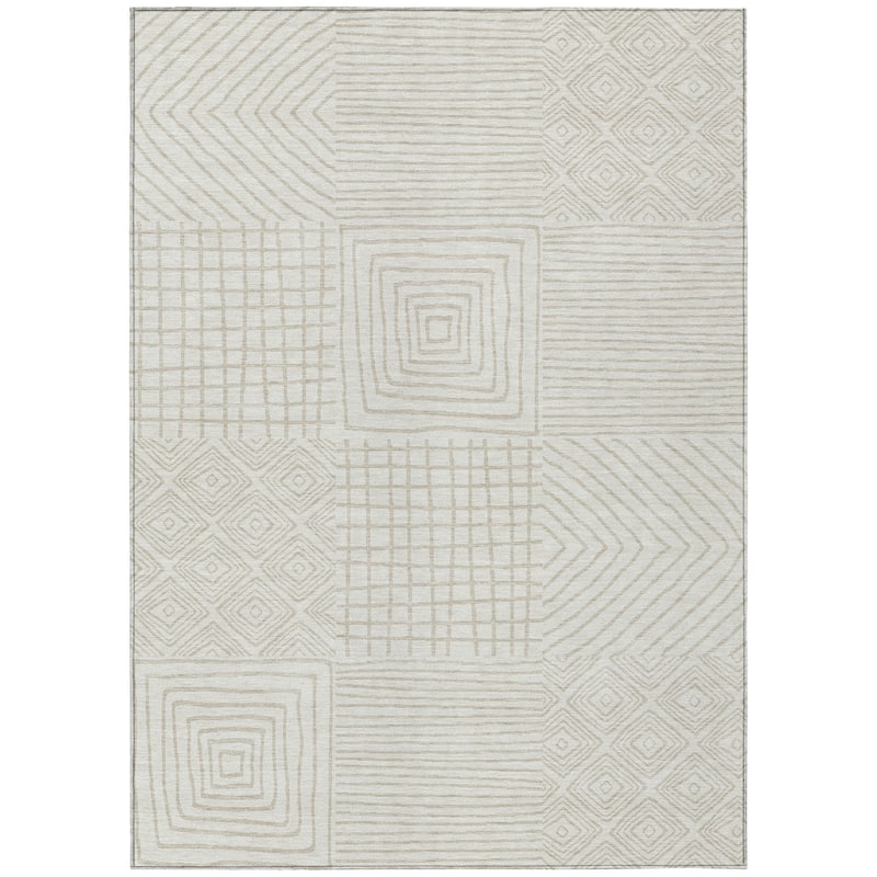 Machine Washable Indoor/ Outdoor Modern Mosaic Chantille Rug