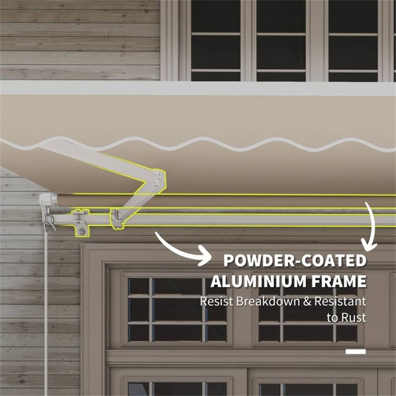 Beige Aluminum Steel Retractable Patio Awning with Water-Resistant Fabric and Crank - 141.7 x 96.5 x 59.1 in