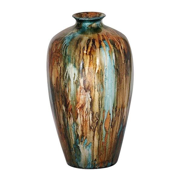 Foiled Lacquered Ceramic Urn Vase Brown Modern Contemporary Foiled Lacquered Ceramic Urn Vase Brown Modern Contemporary