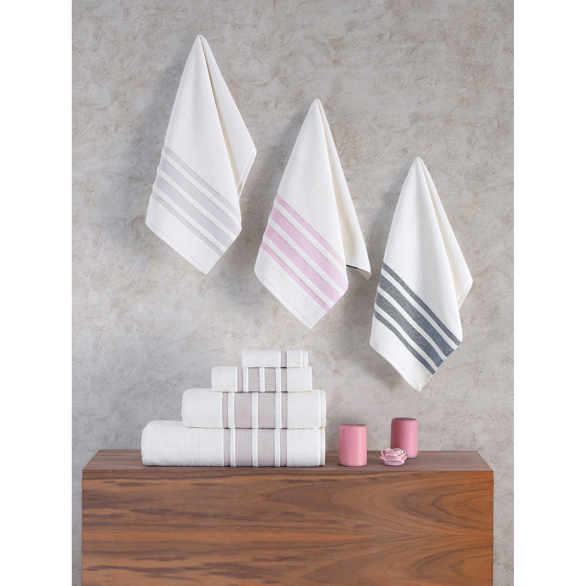 Brooks Brothers Contrast Border 2 pcs Bath Sheets