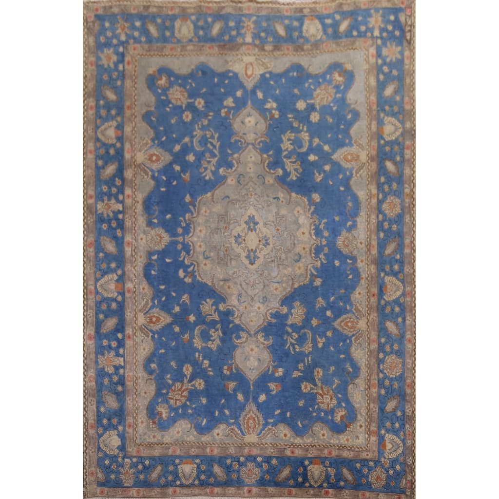 Over-Dyed Distressed Tabriz Persian Vintage Hand-Knotted Wool Carpet - 8'2" x 10'8"
