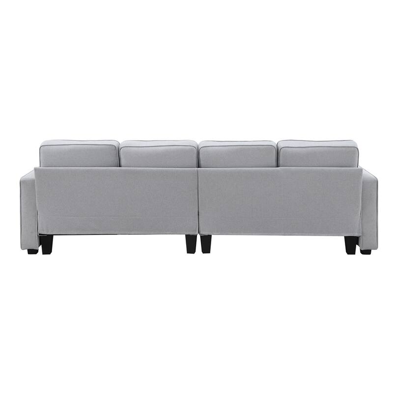 Modern Linen Fabric Sofa with Armrest Pockets