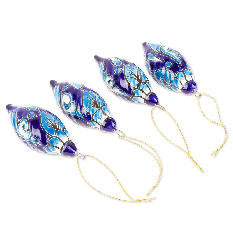 Novica Handmade Lapis Ambience Ceramic Ornaments (Set Of 4)