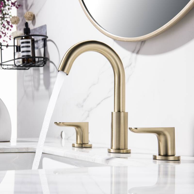 Elegant Gold Bathroom Sink Faucet Widespread Lavatory Faucet with 2-Handle