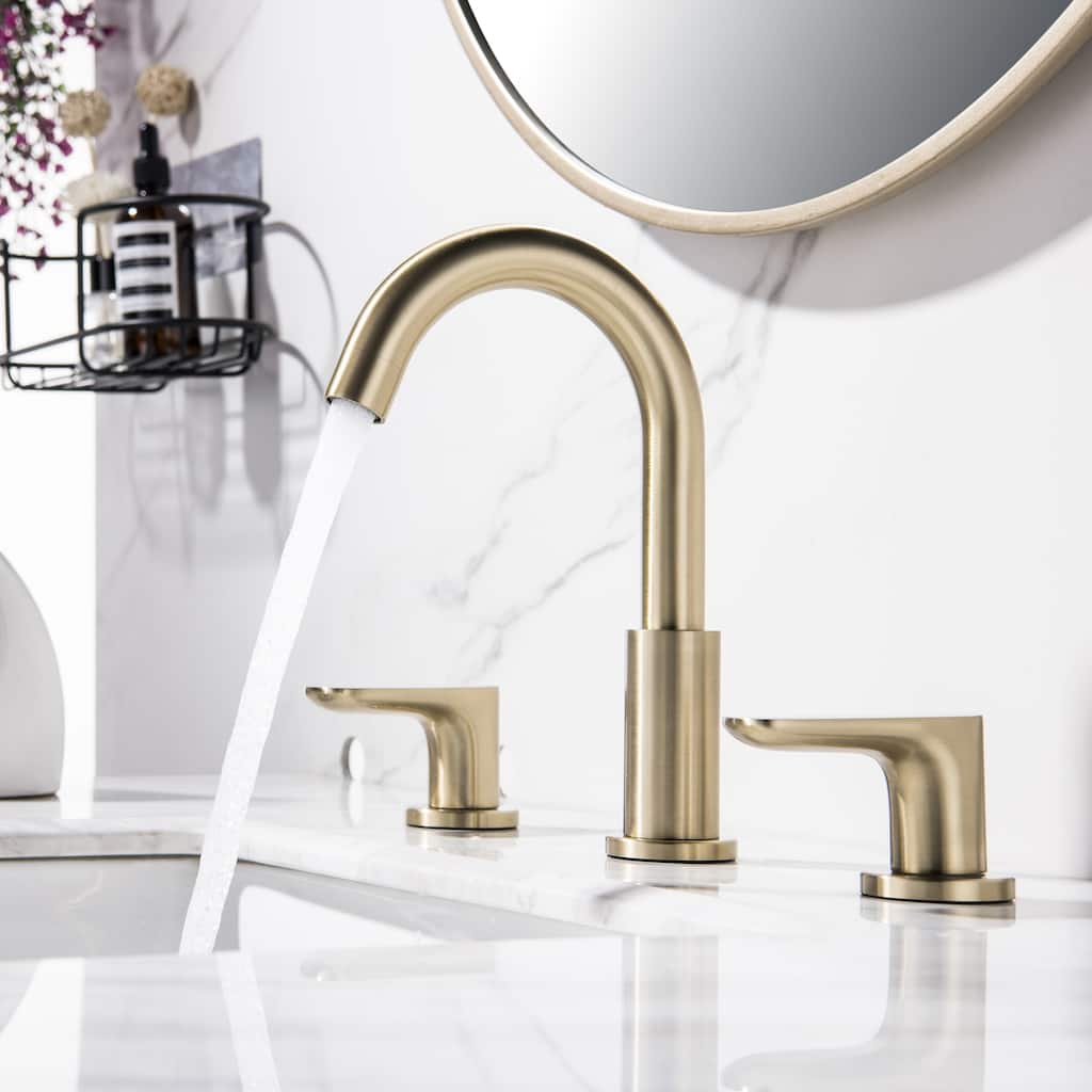 Elegant Gold Bathroom Sink Faucet Widespread Lavatory Faucet with 2-Handle