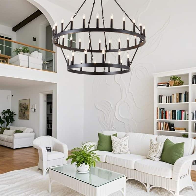 Large Black Large Wagon Wheel Chandelier Modern Farmhouse Candle Chandeliers