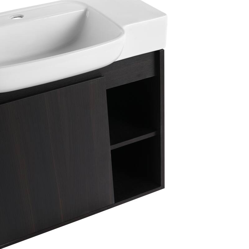 Beingnext 24"/28" Bathroom Vanity with Sink, Floating Bathroom Vanity with Soft Close Door and Shelf