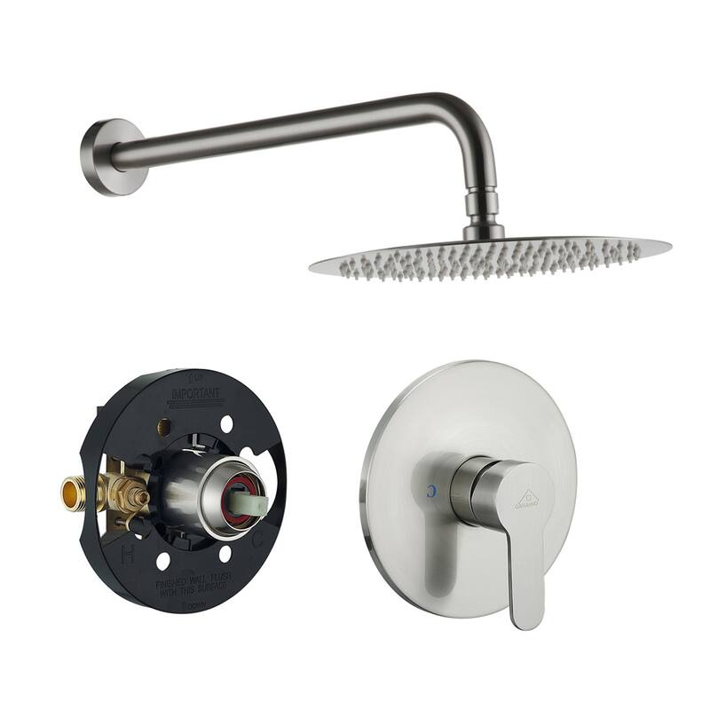 1-Spray Patterns with 1.8 GPM 10 in. Wall Mount Round Fixed Shower Head - 10 inch - Brushed Nickel