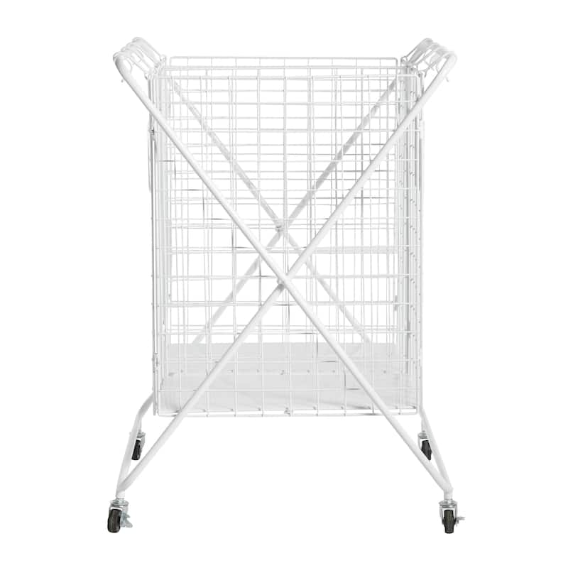 Metal Double Laundry Basket with Wheels and Signs - 22"W x 25"L x 32"H