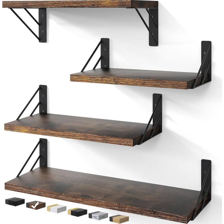 Wall Shelves for Bedroom Decor, Floating Shelves - 5.5"D x 16.5"W x 2.4"H - Rustic Brown