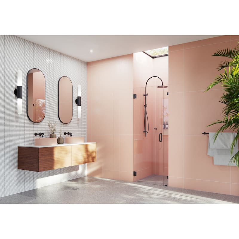 Glass Warehouse 78" x 31" Frameless Shower Door- Wall Hinge - Matte Black