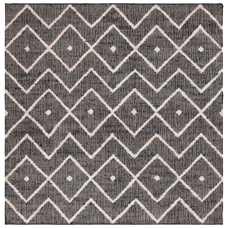 SAFAVIEH Handmade Kilim Fiorinda Flatweave Wool Rug - 5' Square - Charcoal/Natural