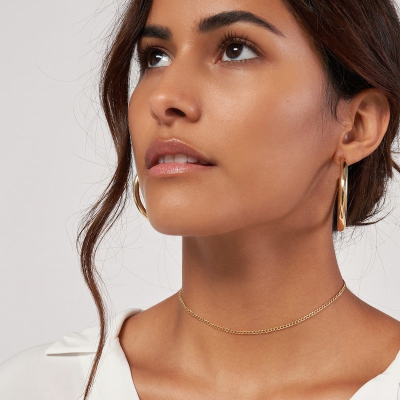 Curata 14k Yellow Gold Adjustable 13-17" Choker Curb Chain Necklace