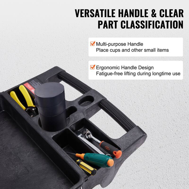 Black Heavy Duty Plastic Rolling Utility Service Cart with 3 Storage Shelf and Lockable Swivel Wheels - 40.70 x 17.13 x 33.74 in
