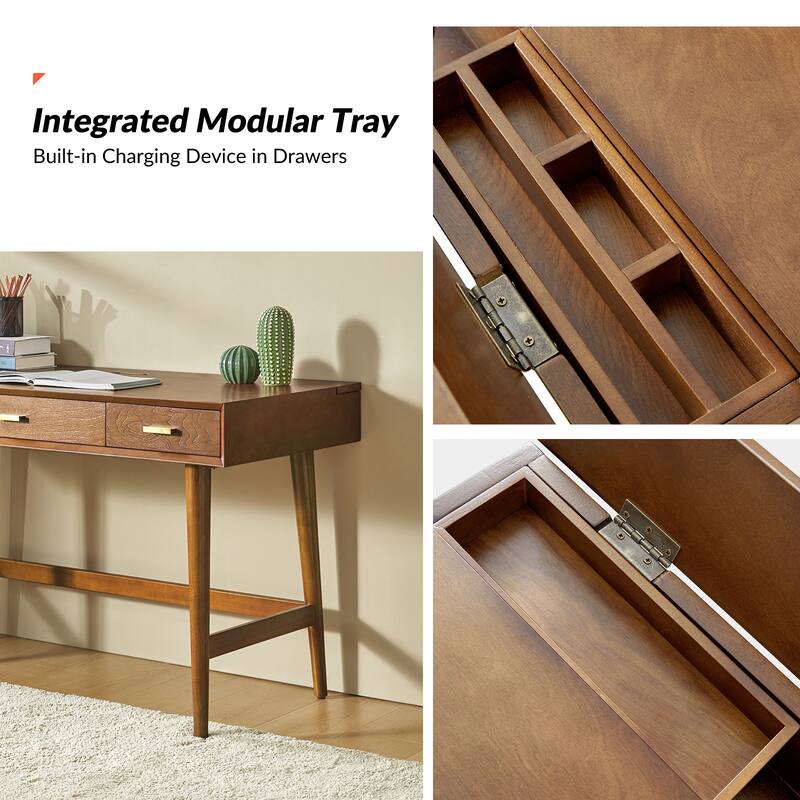 Erich Mid Century Modern 48" Computer Desk with USB by HULALA HOME