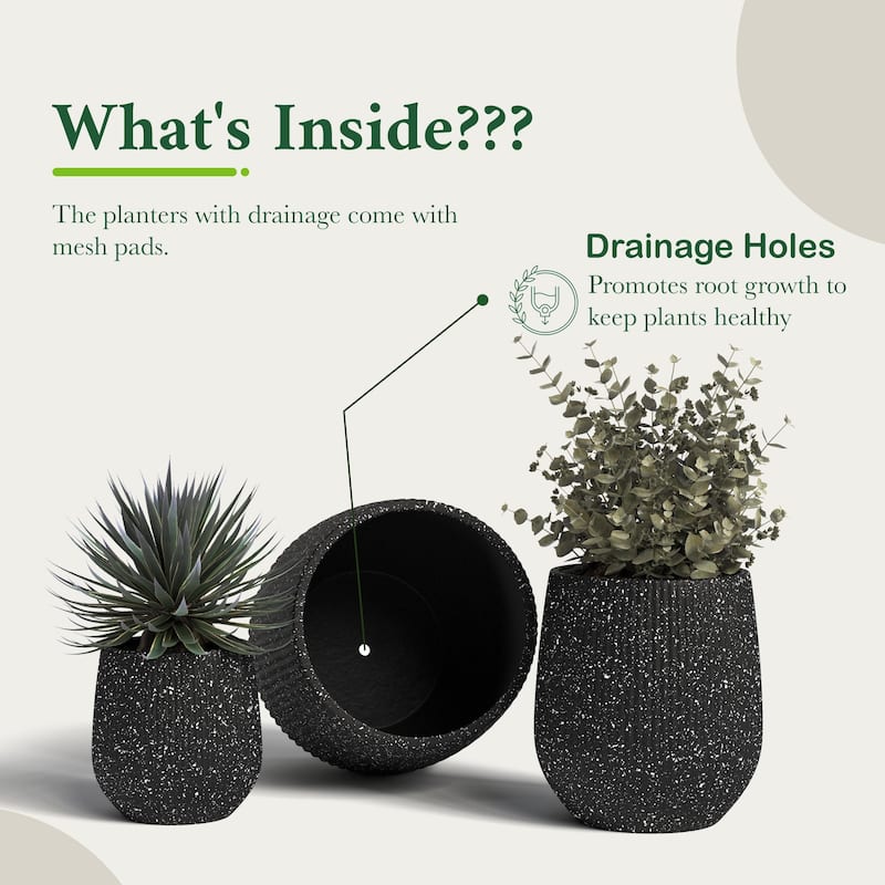 DTY Signature Mount Wilson 1-Piece Fiberstone Tapered Planter for Indoor/Outdoor, Black