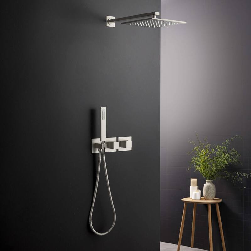 Cube 2 Function Thermostatic Shower System With Rough In Valve