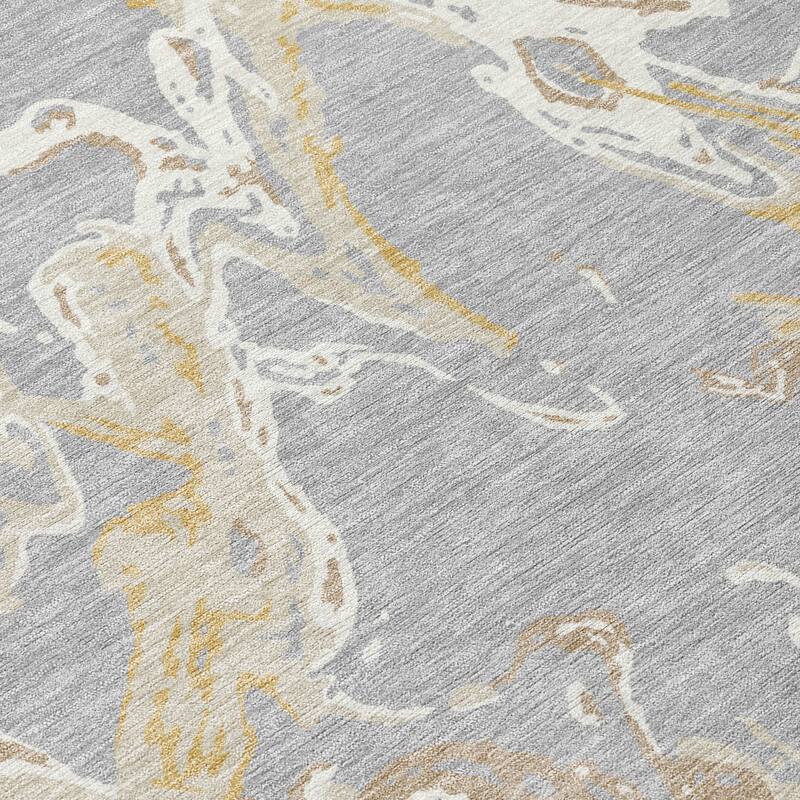 Machine Washable Indoor/ Outdoor Modern Wave Chantille Rug