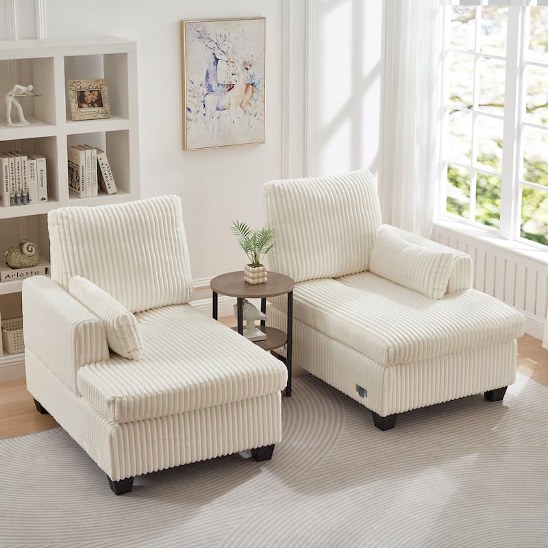 Chaise Lounge Sofa Chair, Loveseat with Adjustable Backrest, Convertible 2-Seater Sectional Sofa Chair