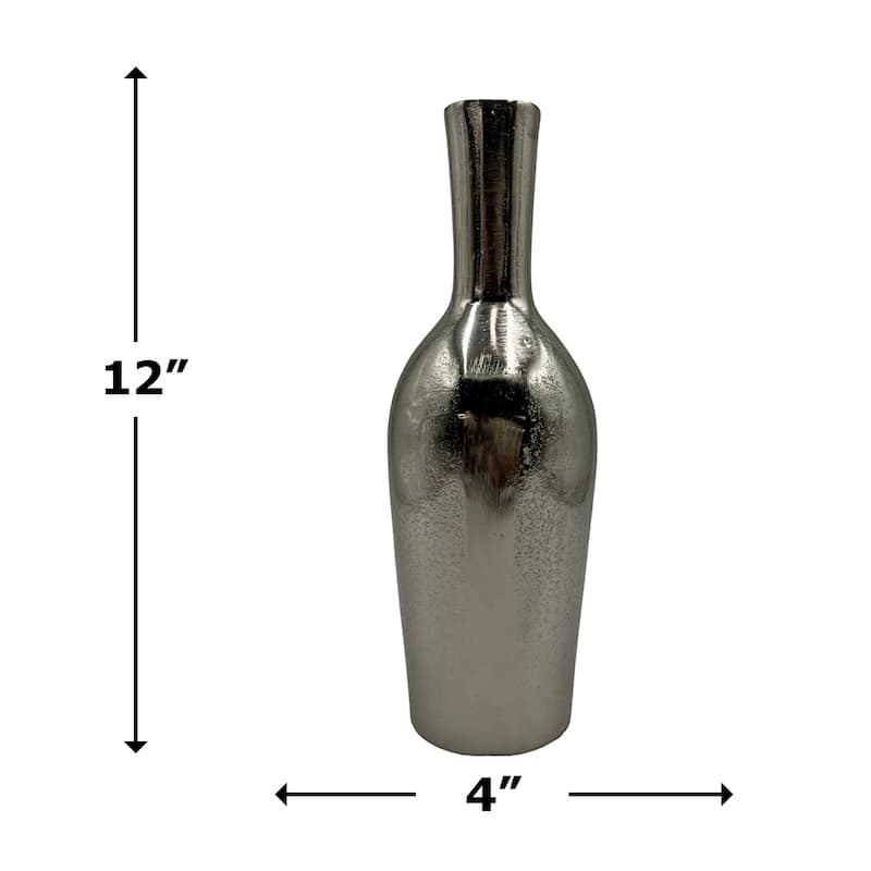 12 Inch Tall Decorative Handmade Aluminum Bottle Flower Vase