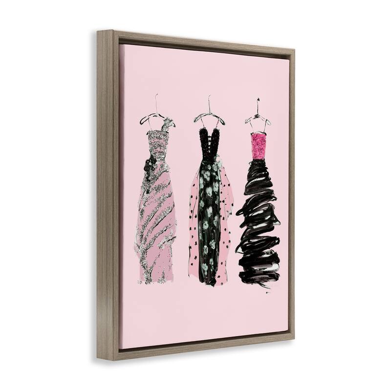 Stupell Abstract Fashion Gowns Framed Floater Canvas Wall Art Design By Sally Swatland
