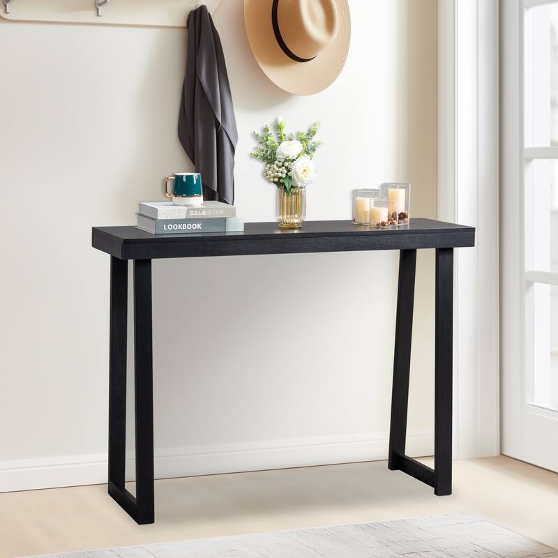 Narrow Solid Pine Wood Entryway Console Table for Small Space Living Room Furniture Decor