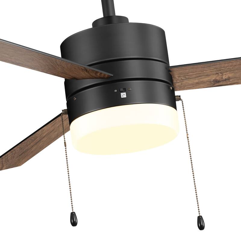 52" Traditonal Ceiling Fan with Light and Pull Chain (3 Reversible Blades)