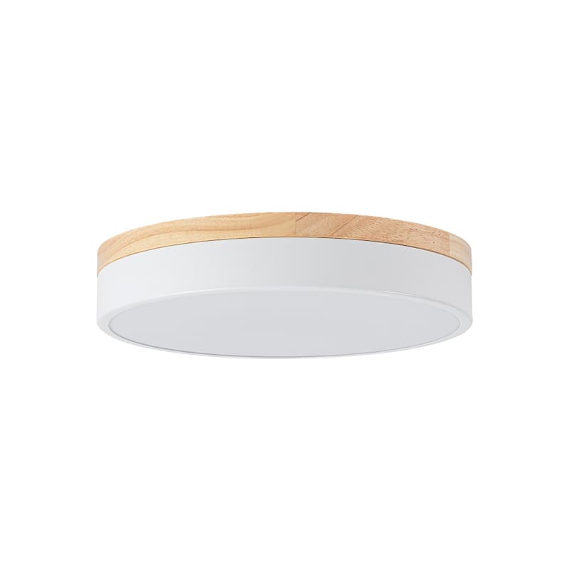 Scandinavian Wooden Accent Round Dimmable LED Flush Mount Light