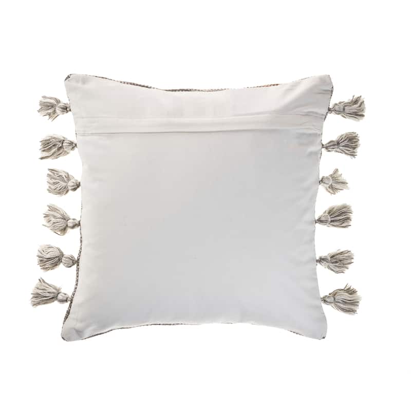 Sevita Sophisticated Grayscale and Red Tasseled Throw Pillow