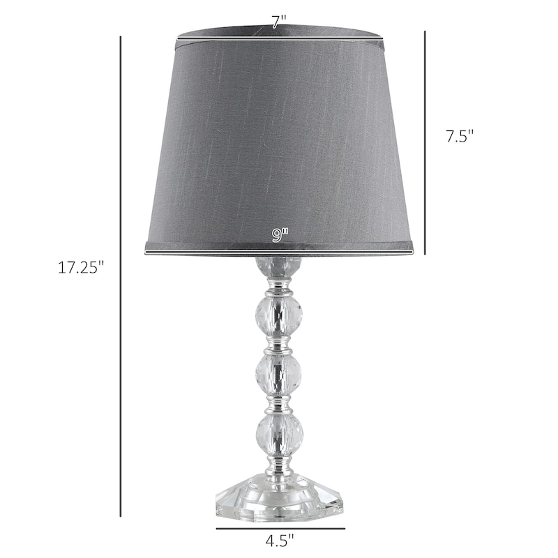 HOMCOM Crystallite Modern Table Lamps for Bedroom Set of 2, Bedside Desk Lamp for Home Office, Lamp Set with Fabric Lampshades