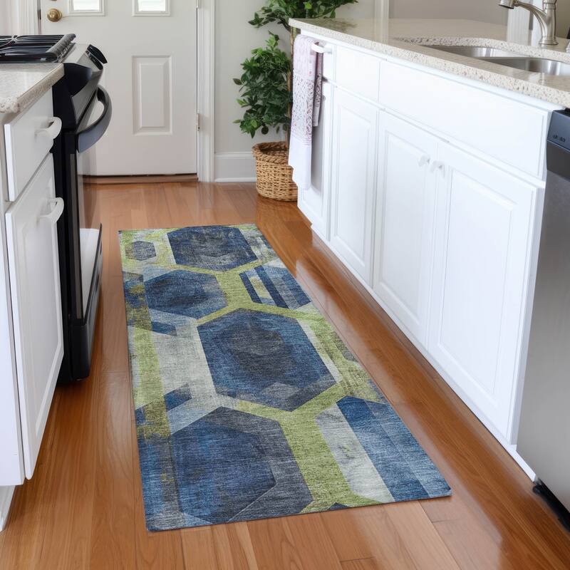 Premium Washable Super Soft Contemporary Glam Mayfield Rug - Navy - 2'3" x 7'6"