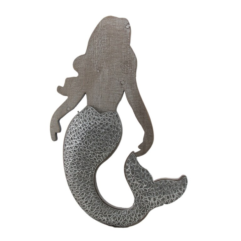 Shop Rustic Wood And Metal Mermaid Wall Hanging Overstock 17763312