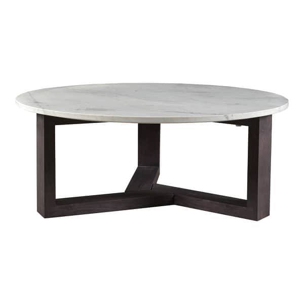 Shop Aurelle Home Jayda Modern Marble And Acacia Wood Round Coffee